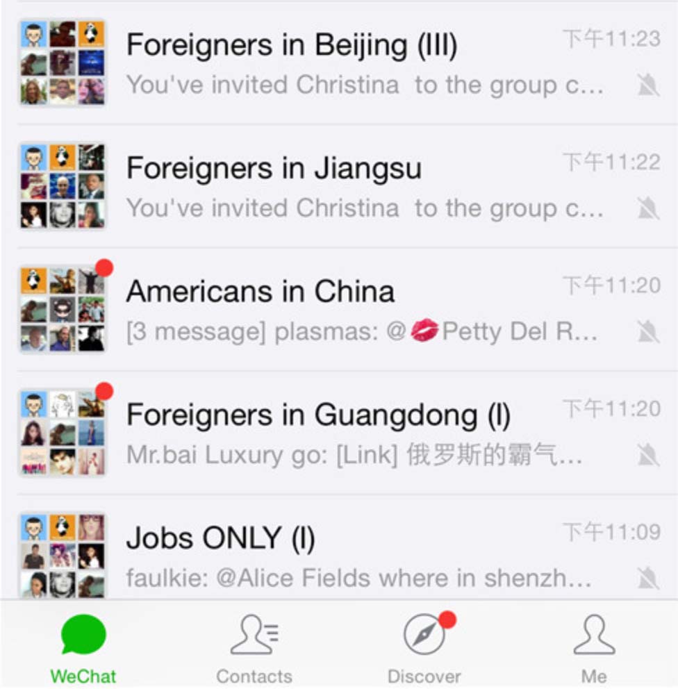 Seguimiento de grupos en WeChat